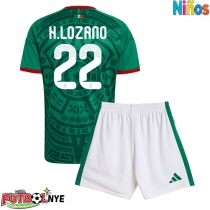 Camiseta México Hirving Lozano #22 Primera Equipación para niños Mundial 2026 manga corta (+ pantalones cortos)
